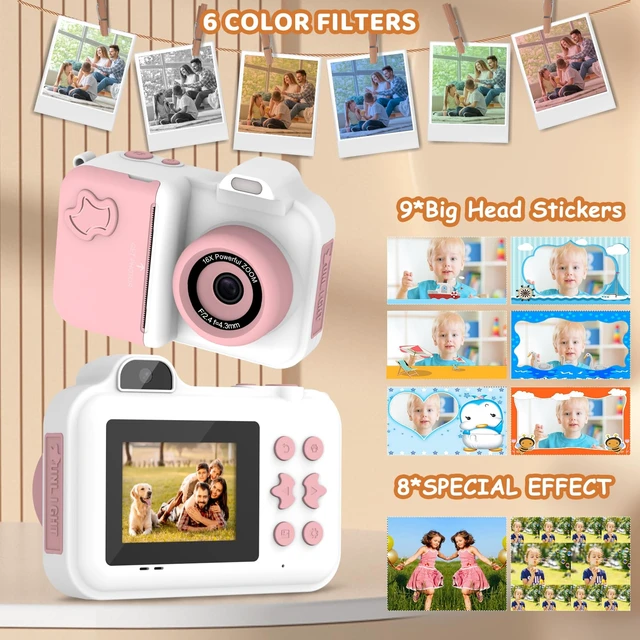 Alt view image 2 of 7 - Instant Print Camera for Kids Ages 4-12, Birthday Gift for Girl boy Instantly print photos, record 1080P videos, take selfies, and create with 5 paper rolls, stickers, pens, and a 32GB card