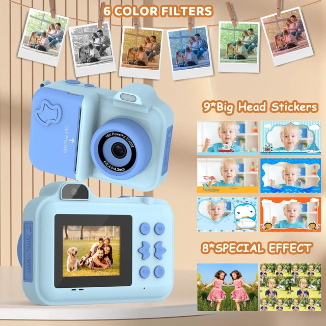 Alt view image 2 of 7 - Instant Print Camera for Kids Ages 4-12, Birthday Gift for Girl boy 1080P dual-lens camera with instant prints, 32GB card, 5 paper rolls, stickers, games and MP3 player for creative play