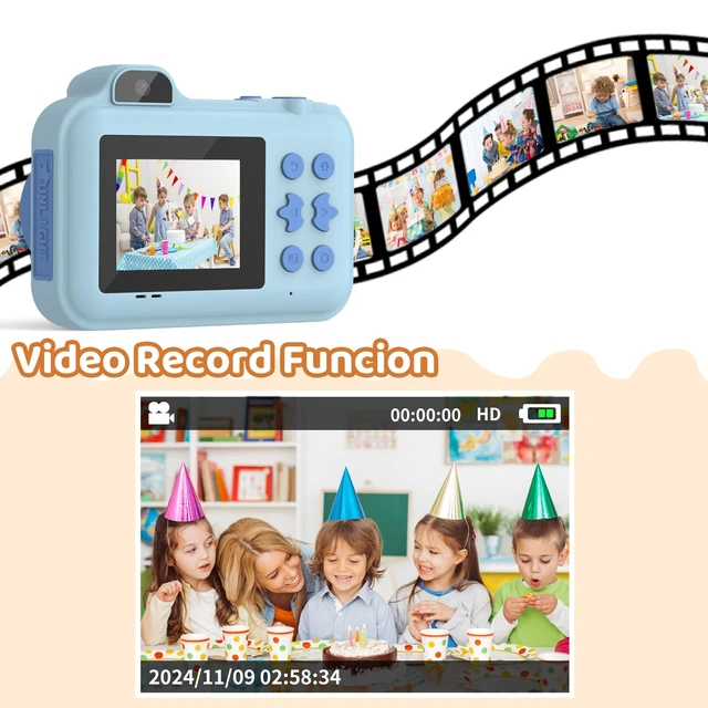 Alt view image 5 of 7 - Instant Print Camera for Kids Ages 4-12, Birthday Gift for Girl boy 1080P dual-lens camera with instant prints, 32GB card, 5 paper rolls, stickers, games and MP3 player for creative play