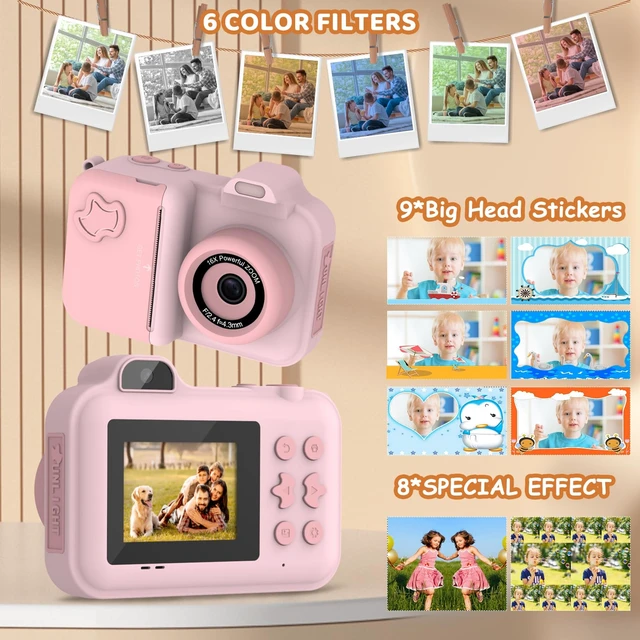 Alt view image 2 of 7 - Instant Print Camera for Kids Ages 4-12, Birthday Gift for Girl boy Instantly print photos, record 1080P videos, take selfies, and create with 5 paper rolls, stickers, pens, and a 32GB card