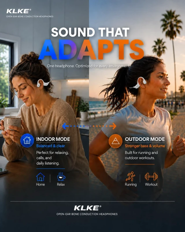 Alt view image 4 of 6 - Bone Conduction Headphones for Running with mic and Rear Safety Light Dual Sound Modes, Adjustable Fit, 10H Playtime, USB-C Charging, Clear Calls, Lightweight Comfort for Gym, Cycling and Hiking