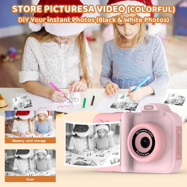 Alt view image 6 of 7 - Instant Print Camera for Kids Ages 4-12, Birthday Gift for Girl boy Instantly print photos, record 1080P videos, take selfies, and create with 5 paper rolls, stickers, pens, and a 32GB card