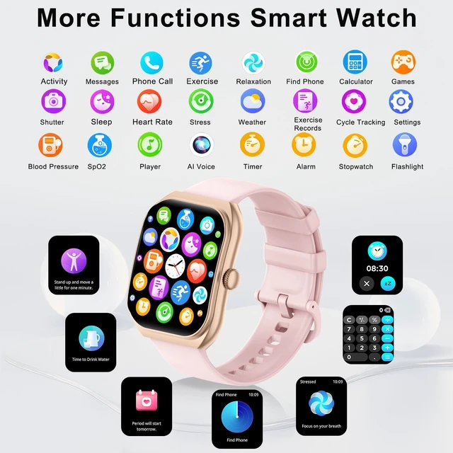 Alt view image 4 of 4 - Smart Watch for iOS and Android Phones, HD 2.01" Screen Smart Watches for Women,1ATM Waterproof,112+ Sports Modes Fitness Activity Tracker,Heart Rate Sleep Monitor Steps Calories Counter