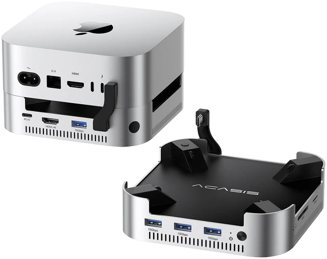 Main image of Mac mini Dock & Hub with 2-Bay NVMe SSD Enclosure for M6/M4/M4 Pro Aluminum HDMI Hub for Mac mini M6/M4/M4 Pro, 4K60Hz HDMI,4 X 10G USB A, PD 30W, SD/TF, Support SSD B+M M-Key