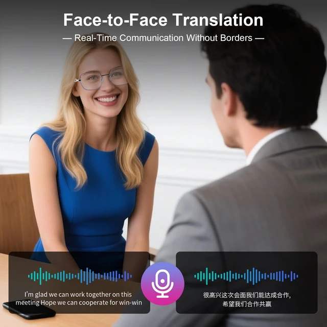 Alt view image 6 of 7 - Bluetooth Smart Glasses, Real-Time Translation 169 Languages Photochromic Lenses, Open-Ear Audio, Hands-Free Calls Music, Touch Control, Voice Assistant, Lightweight Women Travel Work
