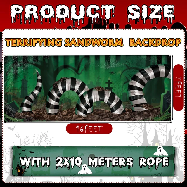 Alt view image 2 of 6 - 7x16ft Halloween Garage Door Cover Striped Snake Black White Halloween Garage Door Banner Backdrop, black and White Stripe, Classic Scary Background for Photo Party Outdoor Banner