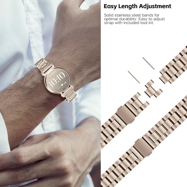 Alt view image 5 of 7 - Metal Watch Bands Compatible with Garmin Lily 2 Active/Lily 2 for Women,14mm Slim Adjustable Mesh Magnetic Clasp Stainless Steel Chain Replacement Bracelet for Lily 2 Classic Accessory