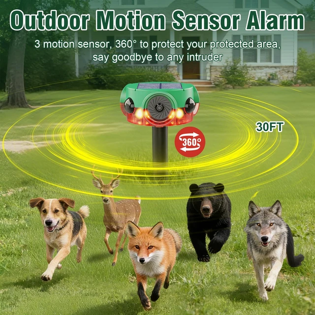 Alt view image 6 of 7 - Outdoor Motion Sensor Alarm Barking Dog Alarm 360°Detection Supports Voice Recording, Adjustable Volume, 120dB Motion Activated Alarm for Home, Garden, Yard, Farm 3 Pack