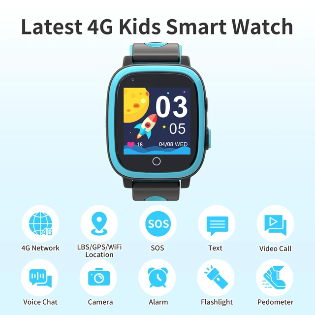 Alt view image 2 of 7 - Kids Smart Watch with GPS Tracker,GPS Watch for Kids with Video Call Voice Chat Alarm SOS Camera Pedometer Stopwatch Caculator Flashlight Smart Watch for Kid Age 5-12