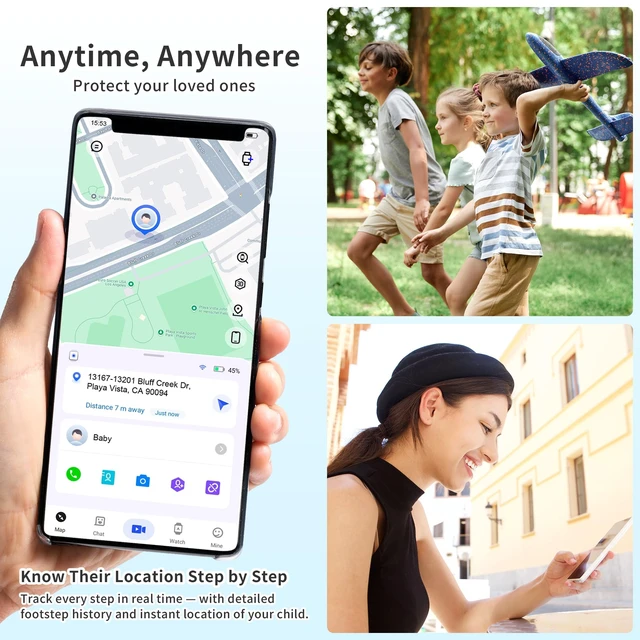Alt view image 3 of 7 - Kids Smart Watch with GPS Tracker,GPS Watch for Kids with Video Call Voice Chat Alarm SOS Camera Pedometer Stopwatch Caculator Flashlight Smart Watch for Kid Age 5-12
