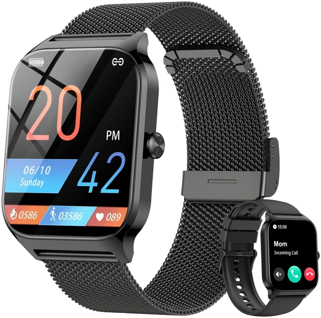 Main image of Smart Watch Women Men, 1.85" Lightweight Fitness Tracker Make/Answer Call, HR/Blood Pressure/Sleep Monitor, 110+Sport Modes, Waterproof Reloj inteligente Compatible for Android & Samsung & iPhone