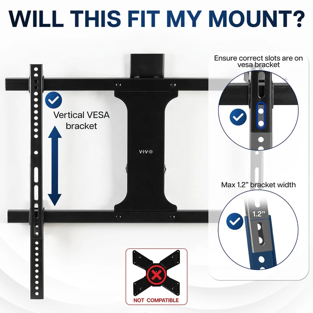 Alt view image 3 of 7 - Black Vertical VESA TV Mount Extension Bracket Kit, MOUNT-AD165 Adapter Plate Designed for Low VESA Pattern TVs, Fits TV Ceiling Mounts, 2 Brackets w/ 6.5 in Extension