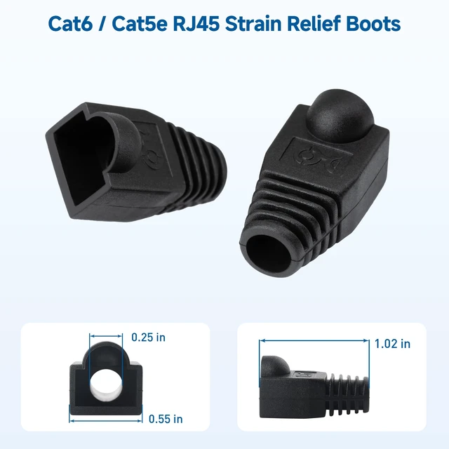 Alt view image 2 of 6 - 200-Pack Cat6/Cat5e RJ45 Strain Relief Boots, Black Suitable for 6.5mm (0.25in) Ethernet Cables, RJ45 Boot, Cat 6 Boot