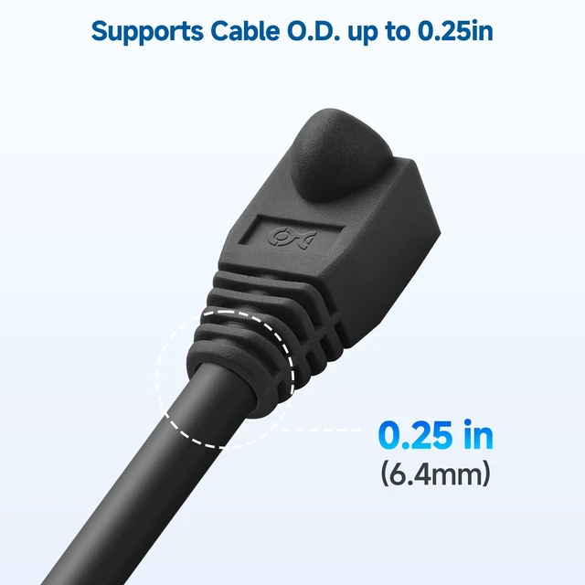 Alt view image 3 of 6 - 200-Pack Cat6/Cat5e RJ45 Strain Relief Boots, Black Suitable for 6.5mm (0.25in) Ethernet Cables, RJ45 Boot, Cat 6 Boot
