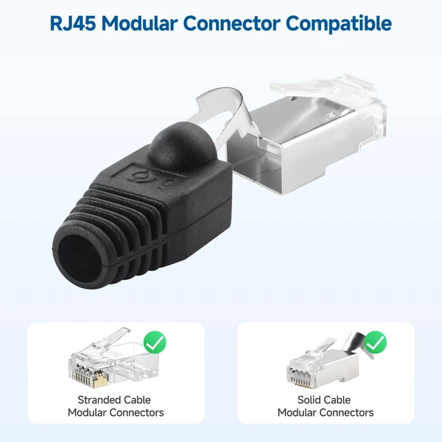 Alt view image 4 of 6 - 200-Pack Cat6/Cat5e RJ45 Strain Relief Boots, Black Suitable for 6.5mm (0.25in) Ethernet Cables, RJ45 Boot, Cat 6 Boot