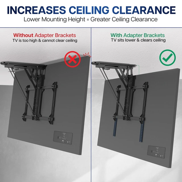 Alt view image 4 of 7 - Black Vertical VESA TV Mount Extension Bracket Kit, MOUNT-AD165 Adapter Plate Designed for Low VESA Pattern TVs, Fits TV Ceiling Mounts, 2 Brackets w/ 6.5 in Extension