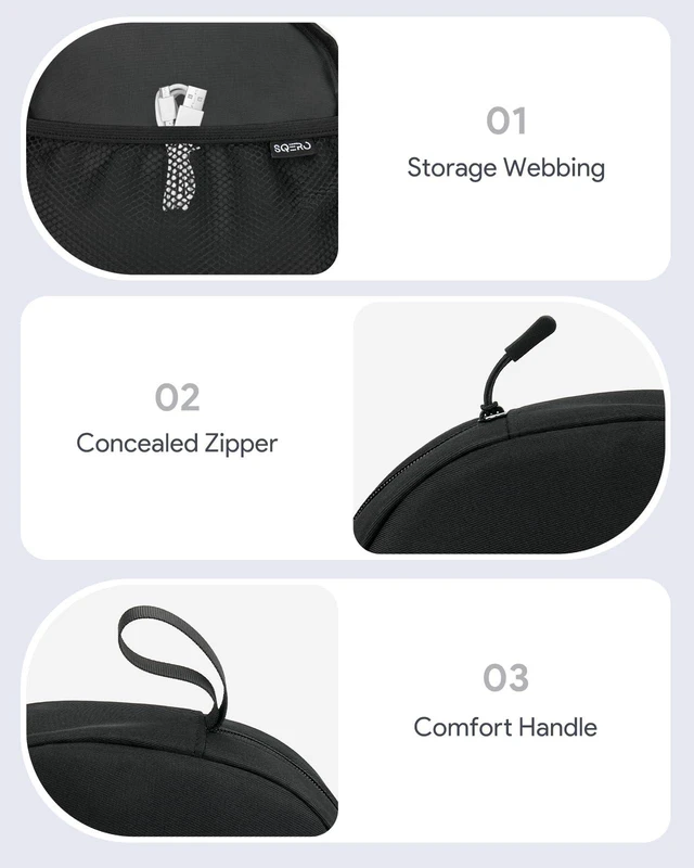 Alt view image 5 of 7 - Headphone Case Soft for JBL Tune 510BT/520BT/500BT/720BT/Sony WH-CH520/720 Fits BERIBES/SoundCore Q20/30/TOZO/KVIDIO/JLab/Bose, Ultra-Thin Headphones Case Bag Travel Carrying Universal