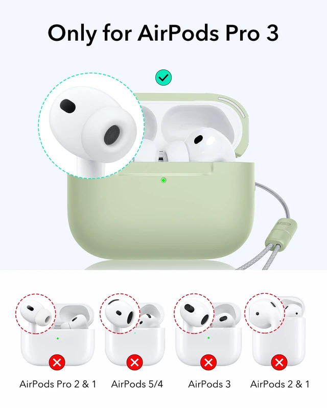 Alt view image 2 of 7 - for AirPods Pro 3 Case, Compatible with MagSafe, Light Green (USB-C) Magnetic Lid, Full Drop Protection Cover with Lanyard, Clear LED Indicator, Pulse Series