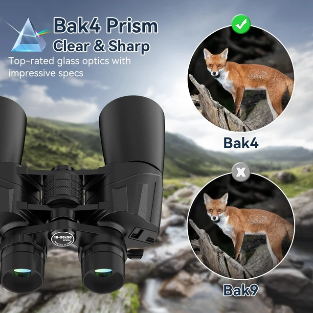 Alt view image 4 of 7 - Upgraded 10-30X50 Zoom Binoculars for Adults, High Powered Binocular BAK4 Prism, FMC Lens, HD Vision, Low Light Vision, Waterproof, Large View, Easy Focus, Bird Watching, Hunting, Outdoor, Gifts