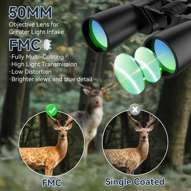 Alt view image 5 of 7 - Upgraded 10-30X50 Zoom Binoculars for Adults, High Powered Binocular BAK4 Prism, FMC Lens, HD Vision, Low Light Vision, Waterproof, Large View, Easy Focus, Bird Watching, Hunting, Outdoor, Gifts