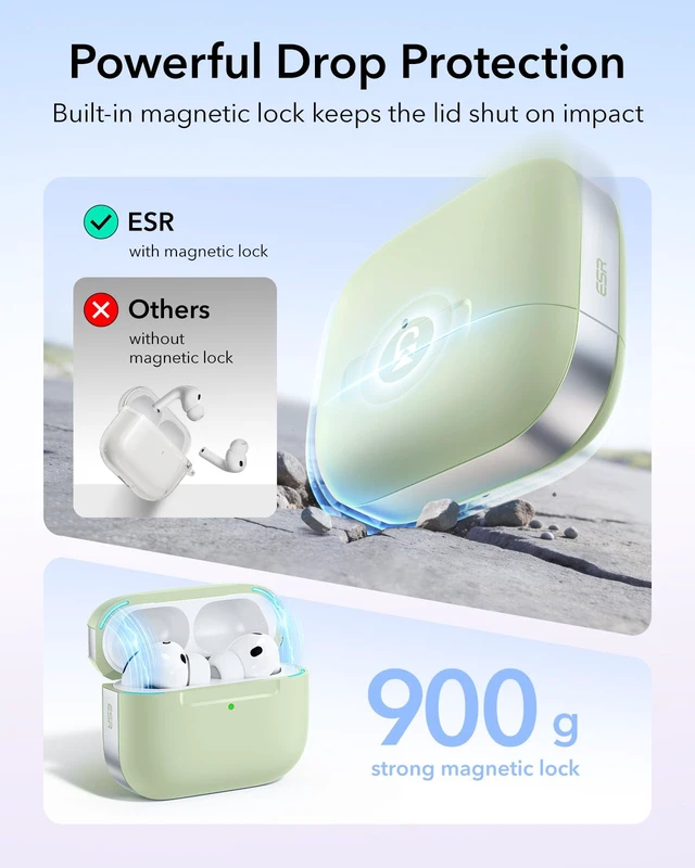Alt view image 4 of 7 - for AirPods Pro 3 Case, Compatible with MagSafe, Light Green (USB-C) Magnetic Lid, Full Drop Protection Cover with Lanyard, Clear LED Indicator, Pulse Series