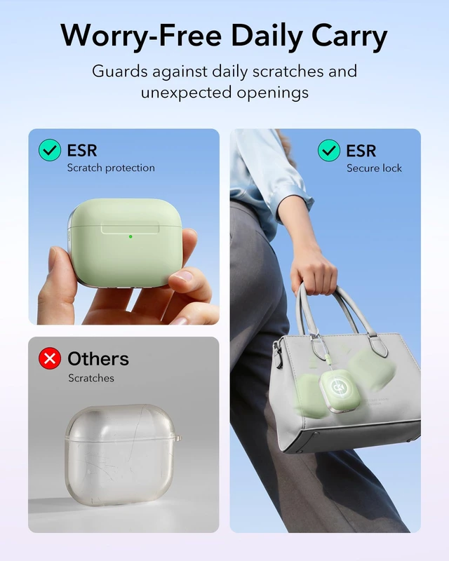 Alt view image 6 of 7 - for AirPods Pro 3 Case, Compatible with MagSafe, Light Green (USB-C) Magnetic Lid, Full Drop Protection Cover with Lanyard, Clear LED Indicator, Pulse Series