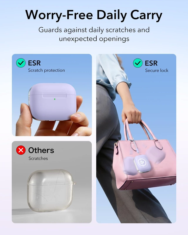 Alt view image 6 of 7 - for AirPods Pro 3 Case, Compatible with MagSafe, Pulse Series, Purple (USB-C) Magnetic Lid, Full Drop Protection Cover with Lanyard, Clear LED Indicator