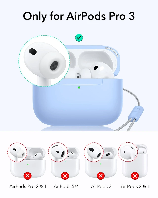 Alt view image 2 of 7 - for AirPods Pro 3 Case, Compatible with MagSafe, Light Blue (USB-C) Magnetic Lid, Full Drop Protection Cover with Lanyard, Clear LED Indicator, Pulse Series