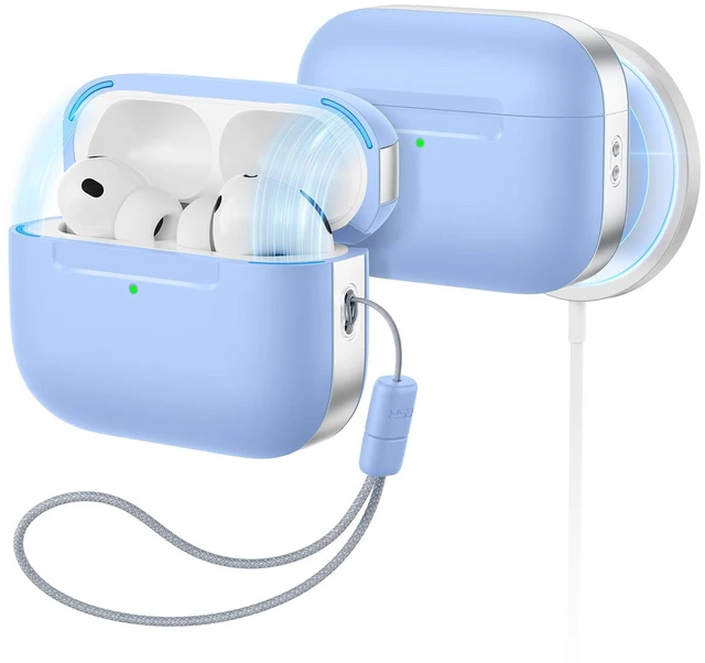 Main image of for AirPods Pro 3 Case, Compatible with MagSafe, Light Blue (USB-C) Magnetic Lid, Full Drop Protection Cover with Lanyard, Clear LED Indicator, Pulse Series