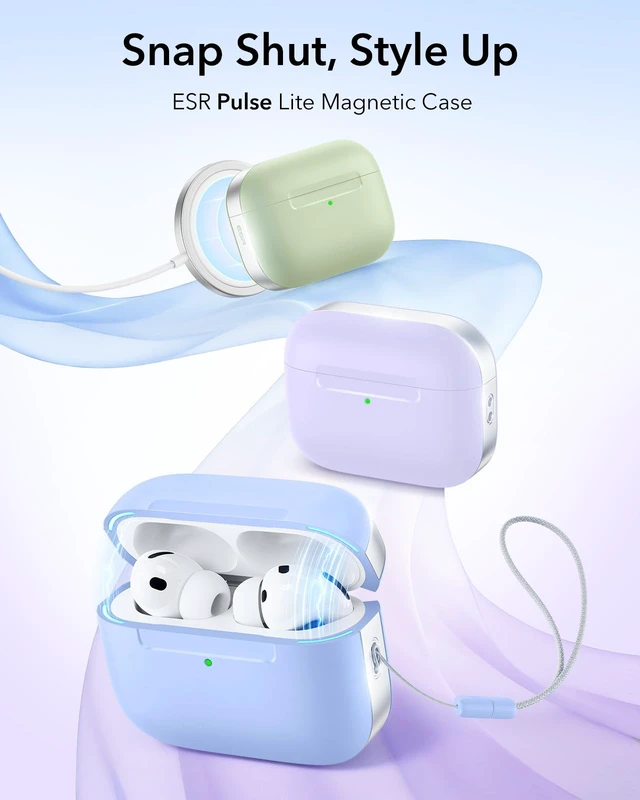 Alt view image 3 of 7 - for AirPods Pro 3 Case, Compatible with MagSafe, Light Blue (USB-C) Magnetic Lid, Full Drop Protection Cover with Lanyard, Clear LED Indicator, Pulse Series