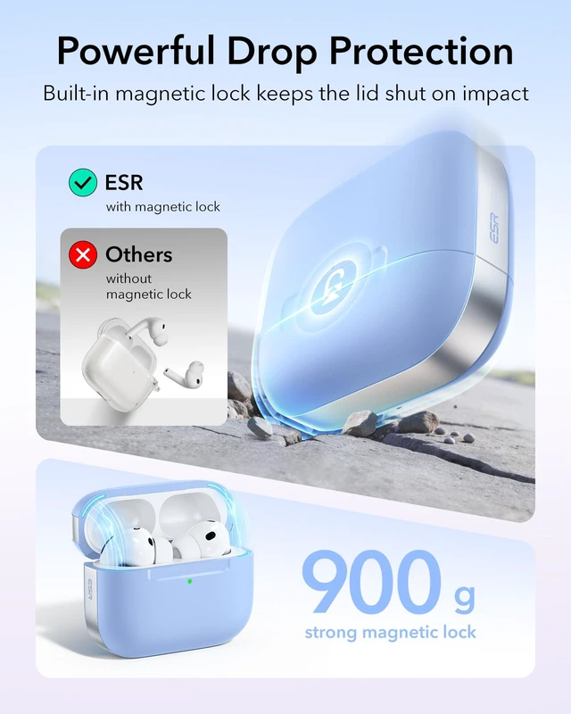 Alt view image 4 of 7 - for AirPods Pro 3 Case, Compatible with MagSafe, Light Blue (USB-C) Magnetic Lid, Full Drop Protection Cover with Lanyard, Clear LED Indicator, Pulse Series