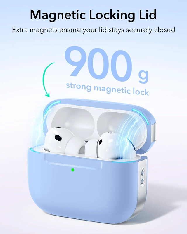 Alt view image 5 of 7 - for AirPods Pro 3 Case, Compatible with MagSafe, Light Blue (USB-C) Magnetic Lid, Full Drop Protection Cover with Lanyard, Clear LED Indicator, Pulse Series