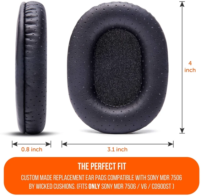 Alt view image 6 of 7 - PadZ MDR7506 - Replacement Ear Pads for Sony MDR 7506 Made by Wicked Cushions Also fits V6 & CD900ST. Softer Leather, Luxurious Memory Foam Airweave Fabric Perforated