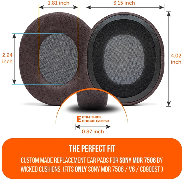 Alt view image 5 of 7 - PadZ MDR7506 - Replacement Ear Pads for Sony MDR 7506 Made by Wicked Cushions Also fits V6 & CD900ST. Softer Leather, Luxurious Memory Foam Airweave Fabric Brown