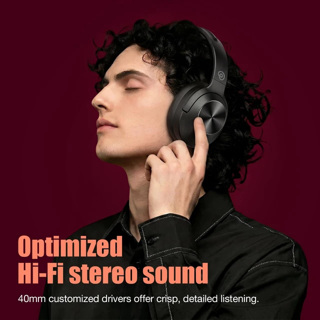 Alt view image 5 of 5 - Active Noise Cancelling Headphones, Upgraded Wireless Bluetooth Headphones Over Ear (Carbon Black)
