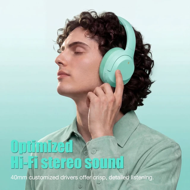 Alt view image 4 of 7 - Upgraded Prolevel Hybrid Active Noise Cancelling Headphones, HD Sound & Big Bass, 2X Softer Comfort, Long ANC Playtime, Wireless Over-Ear Bluetooth Headphones Perfect for Home Office/Travel/Pair