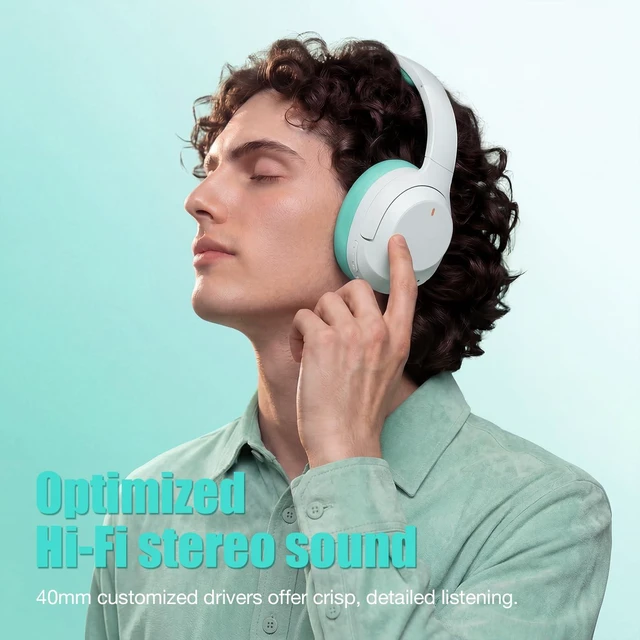 Alt view image 4 of 7 - Upgraded Prolevel Hybrid Active Noise Cancelling Headphones, HD Sound & Big Bass, 2X Softer Comfort, Long ANC Playtime, Wireless Over-Ear Bluetooth Headphones Perfect for Home Office Travel Pair