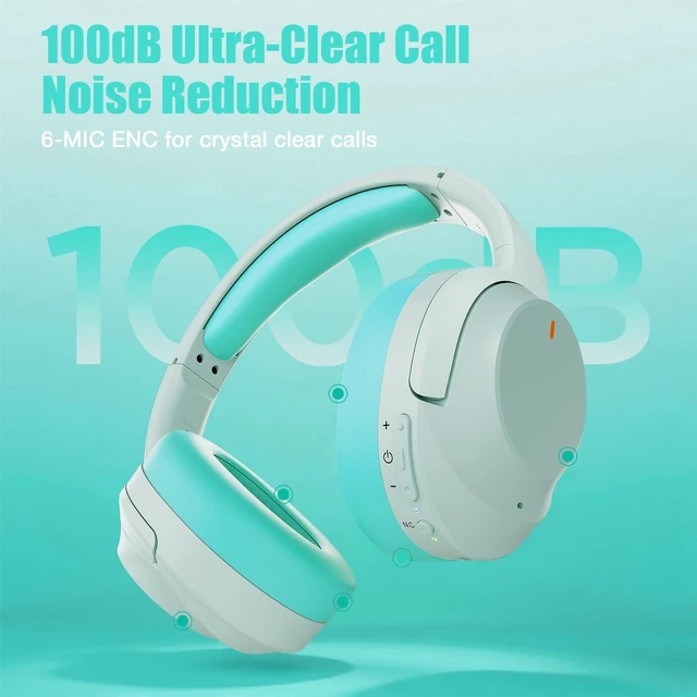 Alt view image 5 of 7 - Upgraded Prolevel Hybrid Active Noise Cancelling Headphones, HD Sound & Big Bass, 2X Softer Comfort, Long ANC Playtime, Wireless Over-Ear Bluetooth Headphones Perfect for Home Office Travel Pair