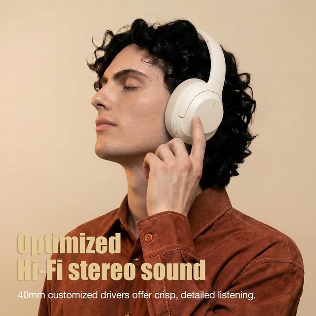 Alt view image 4 of 7 - Upgraded Prolevel Hybrid Active Noise Cancelling Headphones, HD Sound & Big Bass, 2X Softer Comfort, Long ANC Playtime, Wireless Over-Ear Bluetooth Headphones Perfect for Home Office Travel Pair