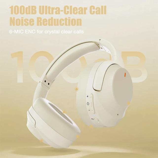 Alt view image 5 of 7 - Upgraded Prolevel Hybrid Active Noise Cancelling Headphones, HD Sound & Big Bass, 2X Softer Comfort, Long ANC Playtime, Wireless Over-Ear Bluetooth Headphones Perfect for Home Office Travel Pair