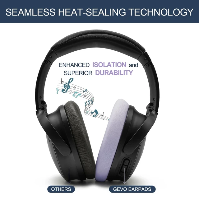 Alt view image 4 of 7 - Ear Pads Replacement for Bose QuietComfort 45 (QC45) - Earpad Cushions for QuietComfort SE (QC SE) Wireless Over-Ear Headphones with Premium Protein Leather and Memory Foam Chilled Lilac