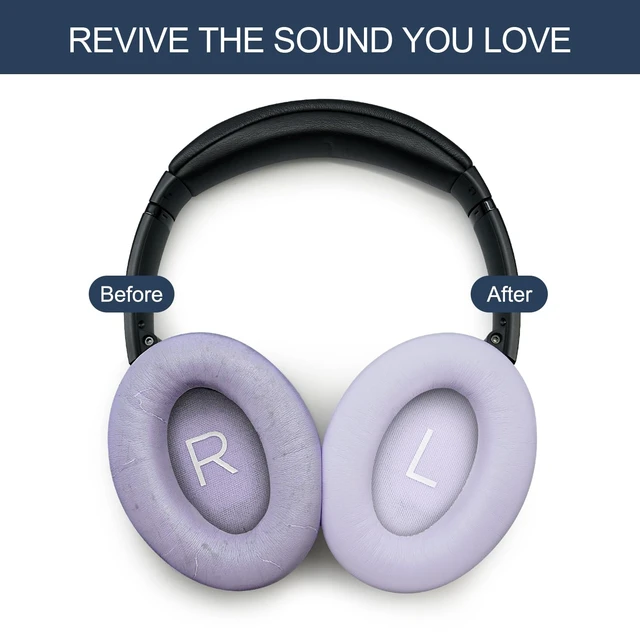 Alt view image 5 of 7 - Ear Pads Replacement for Bose QuietComfort 45 (QC45) - Earpad Cushions for QuietComfort SE (QC SE) Wireless Over-Ear Headphones with Premium Protein Leather and Memory Foam Chilled Lilac