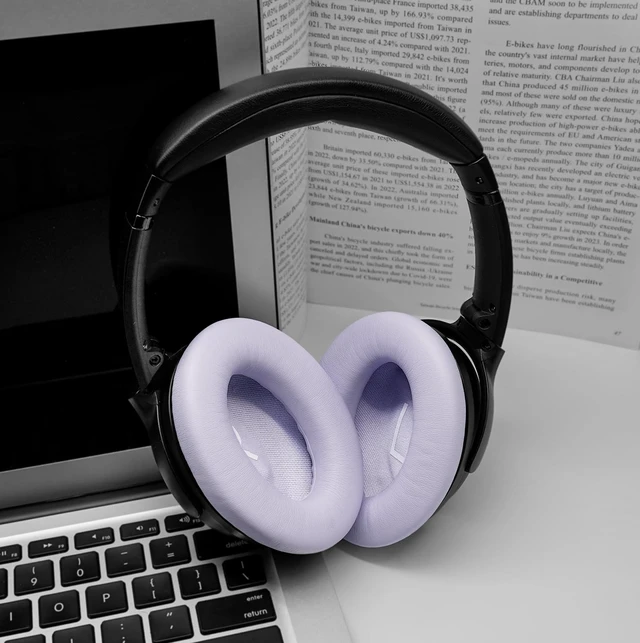Alt view image 6 of 7 - Ear Pads Replacement for Bose QuietComfort 45 (QC45) - Earpad Cushions for QuietComfort SE (QC SE) Wireless Over-Ear Headphones with Premium Protein Leather and Memory Foam Chilled Lilac