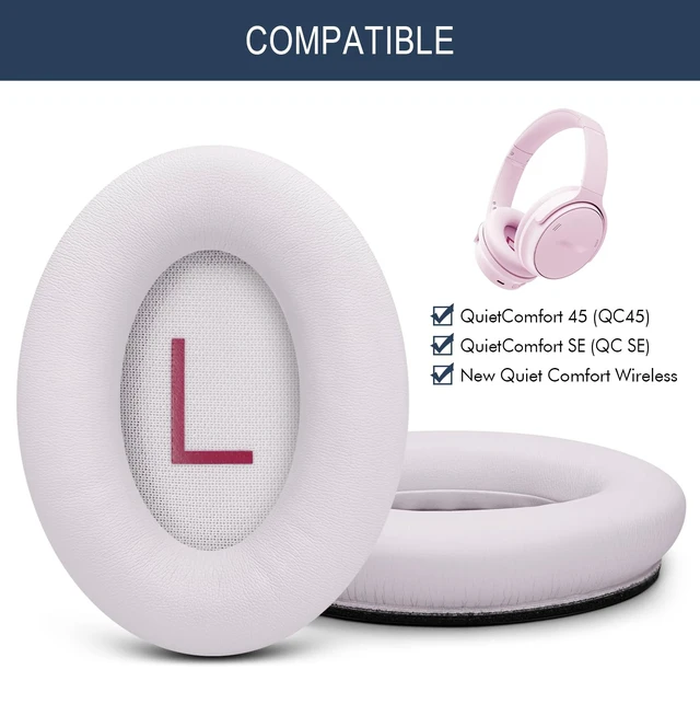 Alt view image 2 of 7 - Ear Pads Replacement for Bose QC45 & QC & SE & QC Wireless - Petal Pink for QuietComfort 45 & QuietComfort SE & Quiet Comfort Wireless with Premium Protein Leather, Noise Isolation Memory Foam
