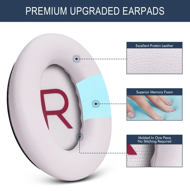 Alt view image 3 of 7 - Ear Pads Replacement for Bose QC45 & QC & SE & QC Wireless - Petal Pink for QuietComfort 45 & QuietComfort SE & Quiet Comfort Wireless with Premium Protein Leather, Noise Isolation Memory Foam