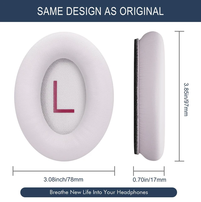 Alt view image 7 of 7 - Ear Pads Replacement for Bose QC45 & QC & SE & QC Wireless - Petal Pink for QuietComfort 45 & QuietComfort SE & Quiet Comfort Wireless with Premium Protein Leather, Noise Isolation Memory Foam