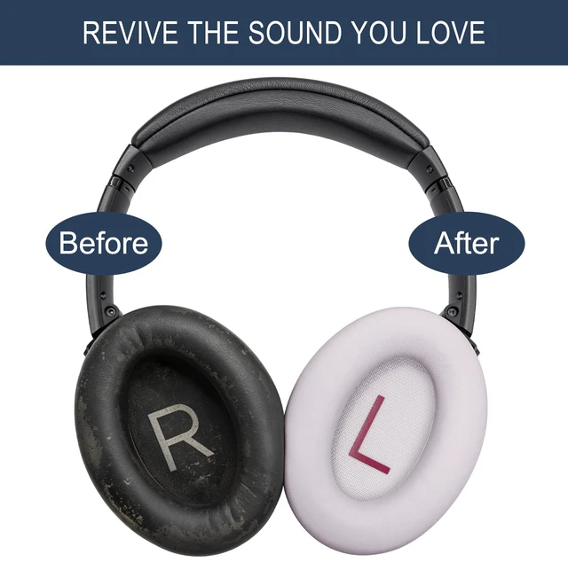 Alt view image 5 of 7 - Ear Pads Replacement for Bose QC45 & QC & SE & QC Wireless - Petal Pink for QuietComfort 45 & QuietComfort SE & Quiet Comfort Wireless with Premium Protein Leather, Noise Isolation Memory Foam