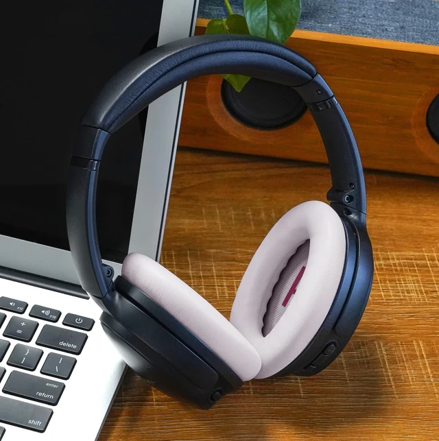 Alt view image 6 of 7 - Ear Pads Replacement for Bose QC45 & QC & SE & QC Wireless - Petal Pink for QuietComfort 45 & QuietComfort SE & Quiet Comfort Wireless with Premium Protein Leather, Noise Isolation Memory Foam