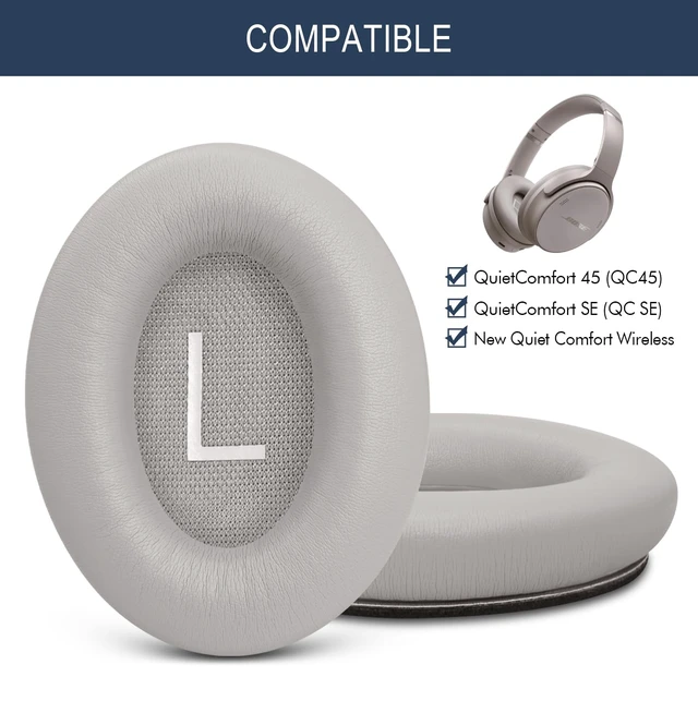 Alt view image 2 of 7 - Ear Pads Replacement for Bose QuietComfort 45 (QC45) - Earpad Cushions for QuietComfort SE (QC SE) Wireless Over-Ear Headphones with Premium Protein Leather and Memory Foam Sandstone