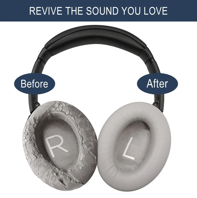 Alt view image 5 of 7 - Ear Pads Replacement for Bose QuietComfort 45 (QC45) - Earpad Cushions for QuietComfort SE (QC SE) Wireless Over-Ear Headphones with Premium Protein Leather and Memory Foam Sandstone